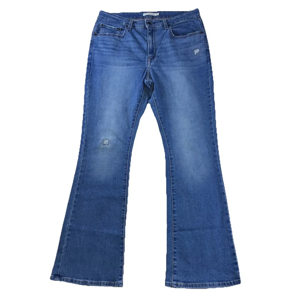 Levi's‎ 725 High Rise Bootcut Stretch Distressed Jeans Women's W32 L30 Blue